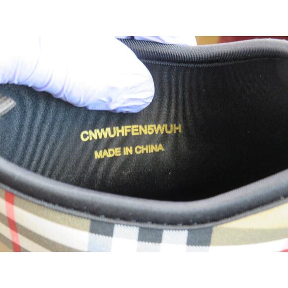 BURBERRY FLINTON BLACK RUBBER BEIGE CHECK SOCK LOGO ANKLE RAIN BOOTS US 11 EU 41 - Picture 13 of 14